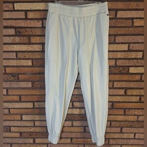 Calia Medium Cream Faux Leather Athletic Jogger Pants
